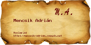 Mencsik Adrián névjegykártya
